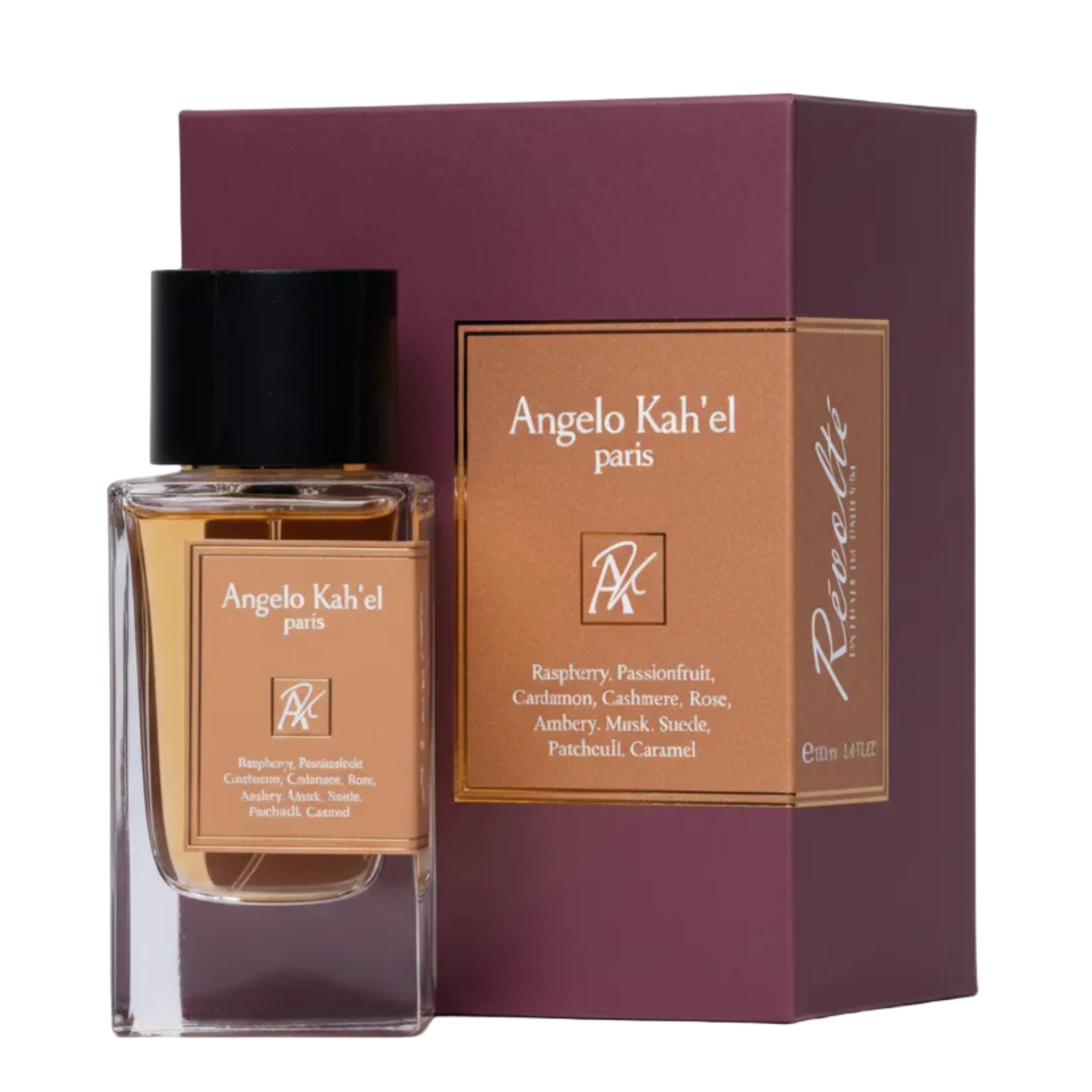 Revolte Eau de Parfum bottle and packaging by Angelo Kah'el Paris
